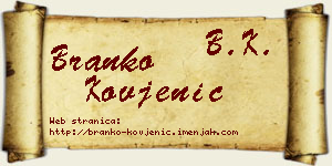 Branko Kovjenić vizit kartica